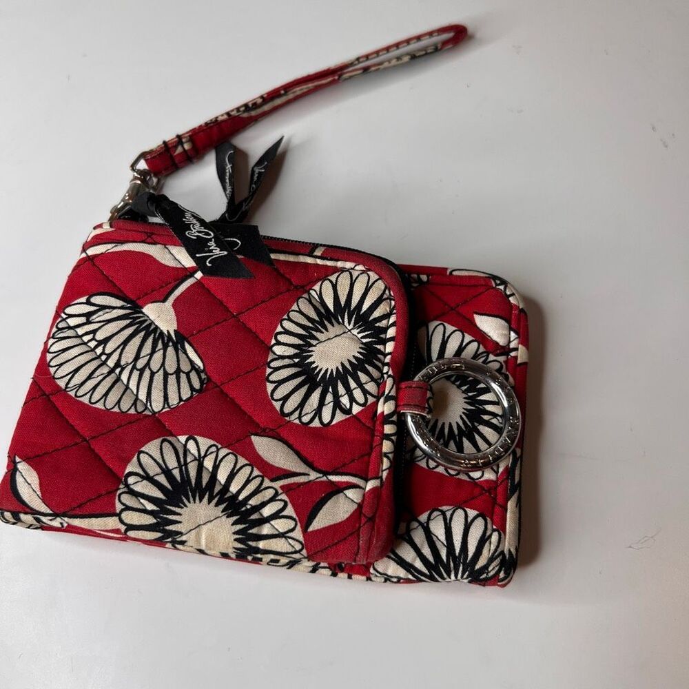 Vera Bradley Red DECO DAISY DOUBLE ID WRISTLET Wallet School College Travel